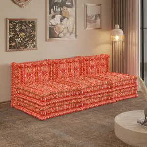 Daneey 3-in-1 Floor Sofa Convertible Chair Bed Large Floor Pillow Large Floor Sectional for Adults in Red Pattern
