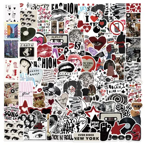 100pcs Retro Scheme Aesthetic Y2K Girl Design, Waterproof Vinyl Stickers for Water Bottles Laptops Phones Cars, Waterproof Decals, Automotive Decals, Automobile Decals, Multipurpose Car Decal, Universal Car Sticker, Decal Set