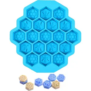 Versatile Honey Comb Silicone Mold, 19 Cavity Bee Silicone Mold for Baking, Reusable Non-Stick Gummy Molds for Candy, Chocolate, Jelly, Ice Cube