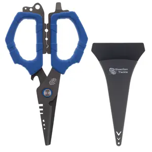 Reaction Tackle 6.5” Multi-Tool Fishing Scissors - Braid Cutters with Belt Sheath & Crimper