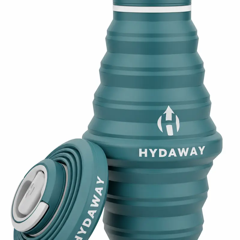 HYDAWAY Collapsible Water Bottle (17oz/25oz) - Leakproof Silicone Foldable Water Bottle with Handle and Lid, Hydration BFF for Travel, Camping, Silicone Foldable Water Bottles