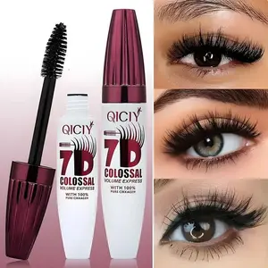 7D Fiber Eyelash Mascara with waterproof and sweat-proof formula, suitable for creating thick, long, and curled lashes, with a precision brush design, Perfect for parties, music festivals, and Mother's Day gifts (black), Cosmetic
