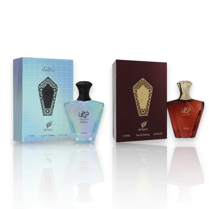 Afnan Turathi Electric & Turathi Brown Multi-Pack Eau De Parfum, 90 ml-3.4 oz Alcohol Base Fragrance Set with Refined Aroma, Citrus Musk & Wood Notes