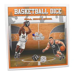 The Board Haus Basketball Dice Board Game with Detailed Stats Chart for Up to 6 Players Includes Board, 3 Dice, Challenge Chip, Dry Erase Marker, and Instructions