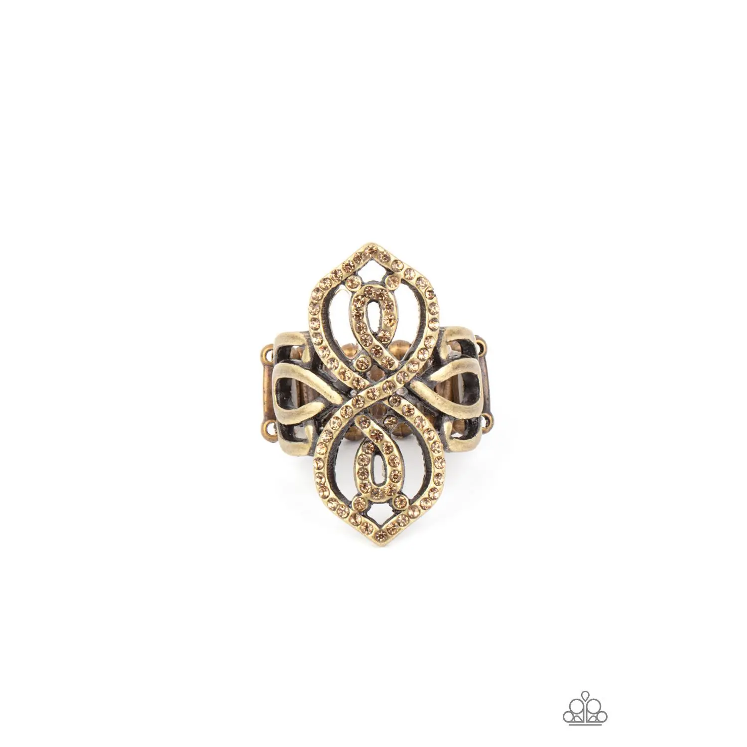 Duchess Drama - Brass Topaz Rhinestone Geometric Ring - Paparazzi
