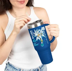 Fast Blue Hedgehog Inspired Insulated Travel Mug 40oz – Cartoon Runner Style Tumbler, Gamer Gift, Leakproof Cup for Daily Use