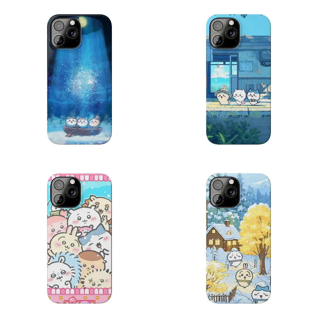IChiikawaaki Phone Case, Cute Usagi Hachiware Kawaii Anime Phone Cover, Pastel Starry Winter Cartoon Case, Soft TPU Protective Case for iPhone 7–17 Pro Max/Plus & Samsung Galaxy S21–S26 Ultra