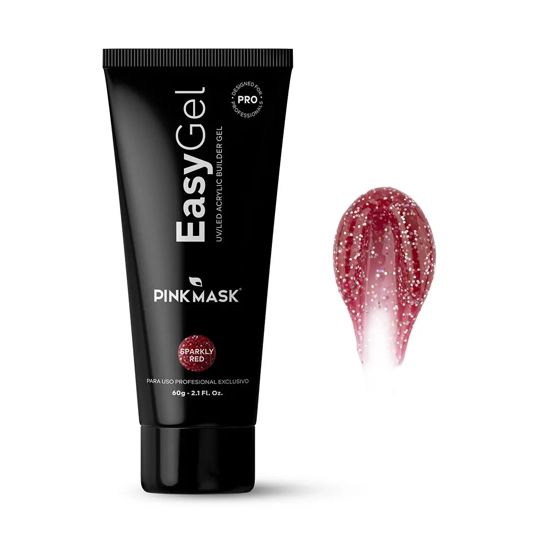 Sparkly Red Shimmer Polygel Builder Gel, 2 oz - Hema-Free, Odorless & Cruelty-Free Soak Off Formula for Durable 3D Nail Extensions, Manicure, French Tip, Nail Polish