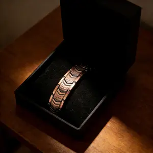 Men’s Rose Gold Magnetic Copper Bracelet: 3500 Gauss Magnets for Pain Relief, Durable Fold-Over Clasp, Perfect Gift for Dad, Husband or Boyfriend