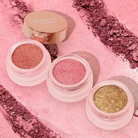 PHOFAY Iridescent Bling Pressed Chrome Glitter Jar Eyeshadow Palette - Multichrome, Blendable, Silky Texture, Anti-Age, Assorted Color Formula for Glowing Makeup Looks