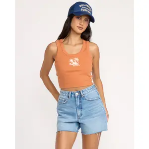 BILLABONG Women's Perfect Session Tank Top, Fitted Scoop Neck Ribbed Tank, Cotton-Blend, Summer Vacation Casual Everyday Wear - Orange