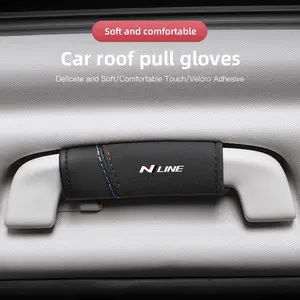 2Pcs Car Suede Leather Roof Handle Protective Cover For Hyundai N Line i20 i30 Sonata Tucson Azera Elantra Veloster