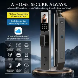 Smart Face Recognition Digital Door Lock with Video Intercom, Biometric Fingerprint and Keypad, Keyless Touchless Entry, Works with Wishome App, 6068 Mortise