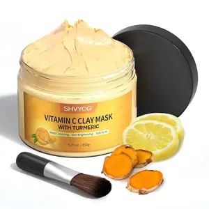 SHVYOG Turmeric Vitamin C Clay Mask with Kaolin Clay for Dull & Blemish Prone Skin, Deep Cleansing Facial Mask, Face Masks Skincare for Controlling Oil and Refining Pores for Men and women 5.29 Oz 150g