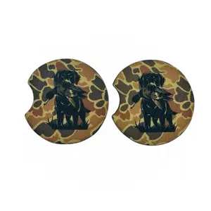 Old School Brown Camo Duck Hunting Car Coasters, Auto Accessories, Duck Hunting Gift, Interior Car Accessory