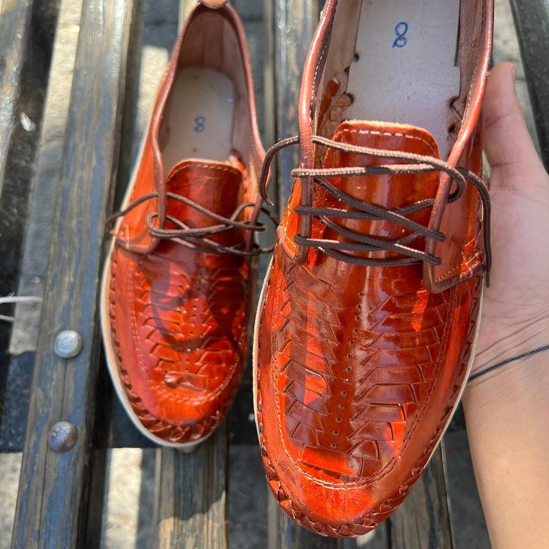 Lace up Mexican Huarache - Leather Solid Color Shoes - Men’s Mexican Traditional Shoes - Fathers Day