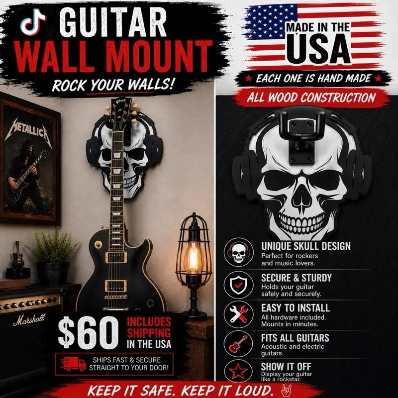 Guitar Wall Hanger - Skull