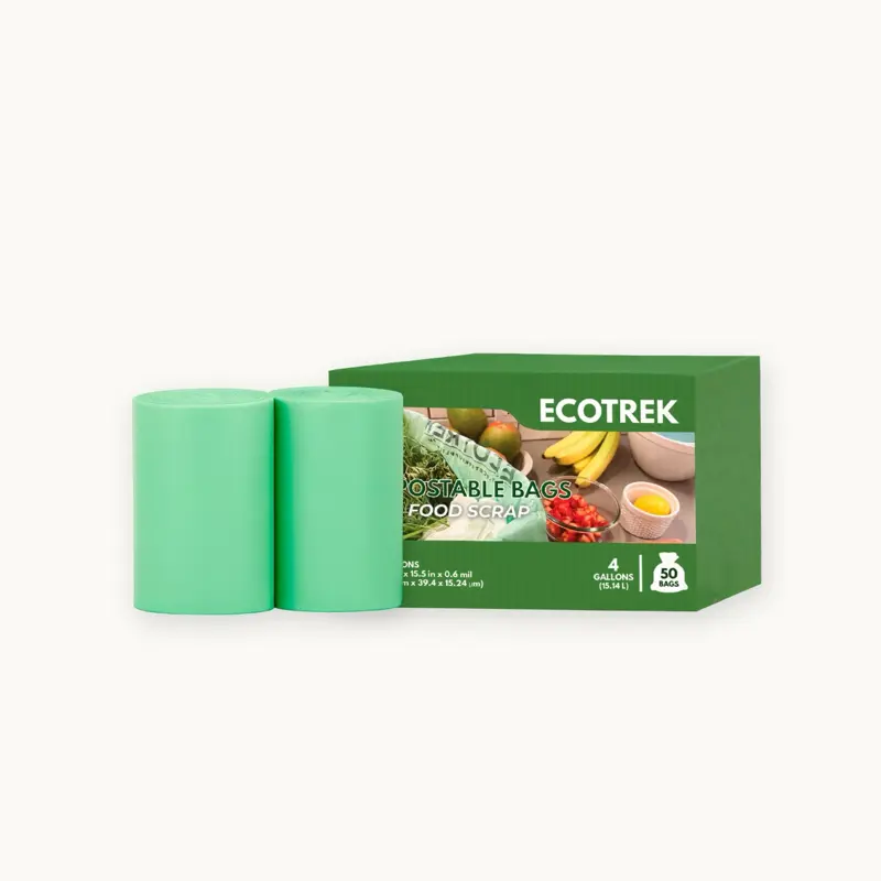 ECOTREK 4 Gallon Food Scrap Bags 100 Count 2 Rolls x 50 Leak Resistant Bin Liners for Small Kitchen Bins