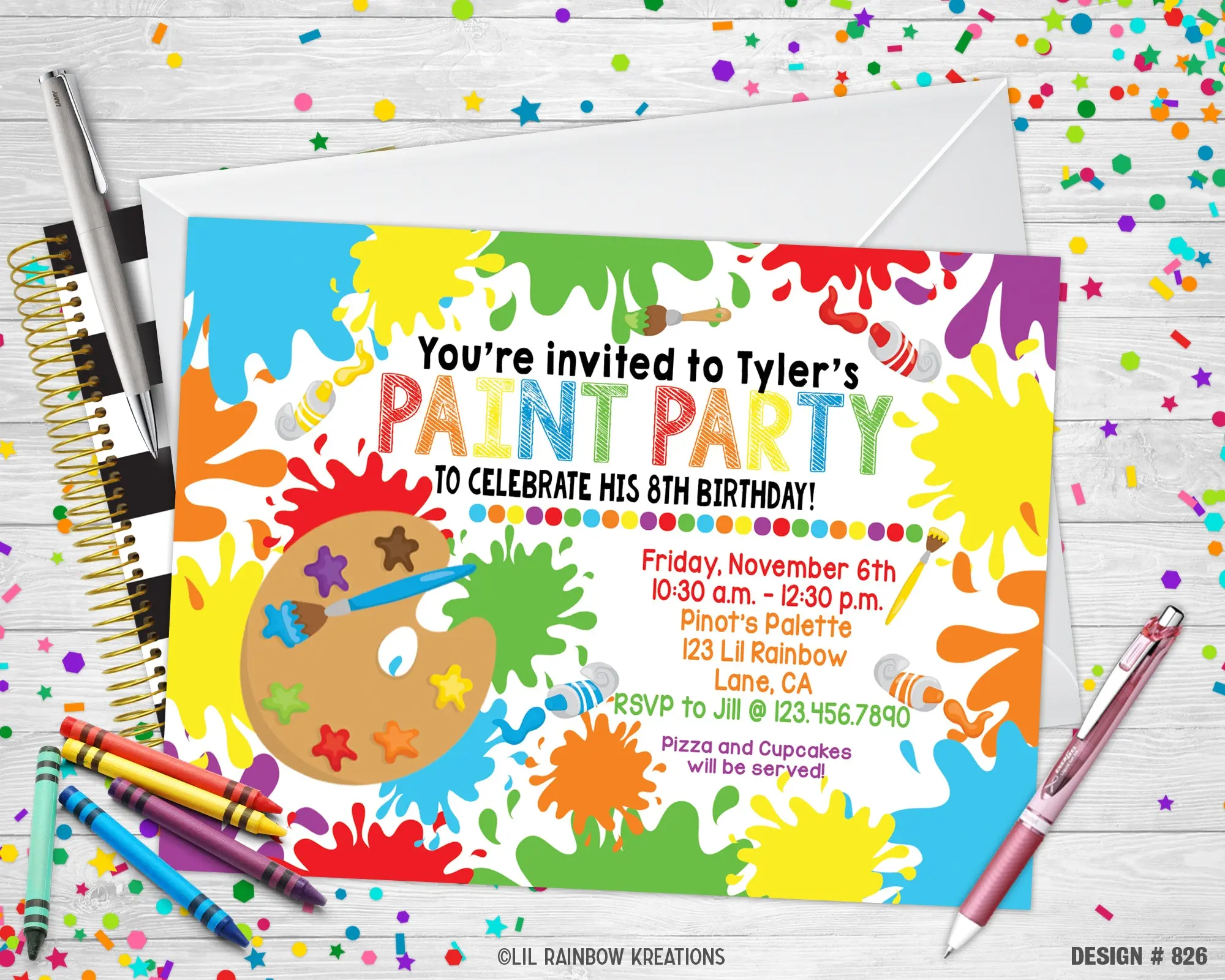 826 | Paint Party Invitation & Thank You Card