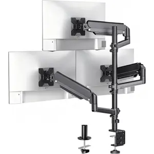 Triple  Mount for 13-34 inch Screens, Full Adjustable 3 Monitors Desk Mount with Clamp & Grommet Base, Triple Monitors Arm, up to 19.8lbs Each, VESA 75x75 100x100 mm (GSDM003XL), Black
