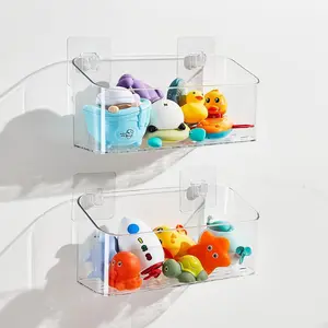 Clear Large Capacity 2 Pack Bath Toy Storage Holder Organizer Shower Caddy for Bathtub Bathroom