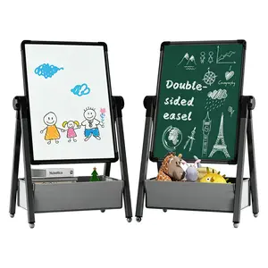 Art Easel for Kids, Double Sided Kids Easel Drawing Board, Whiteboard & Chalkboard, 360°Rotating Adjustable