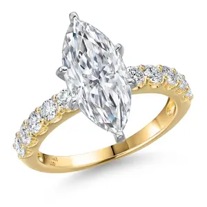 1.70-5.70 Cttw Marquise Cut Lab Grown Diamond Engagement Ring For Women | 2-Tone 14K White and Yellow Gold | IGI Certified | E-F | VS1-VS2 | Wedding Anniversary Ring