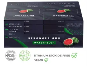 Regular: Sugar Free Watermelon, 120 pieces (320g) - Hard gum | Specific Shore Rigidity for Jaw Growth