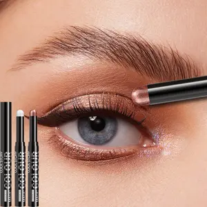 2pcs Waterproof Long-Lasting Eyeshadow Stick, High Pigmentation, Smooth Application, Glitter Finish, Portable, Ideal for Daily Use