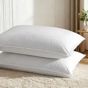 Down Pillows Standard Size Set of 2-750 Fill Power Hotel Quality Bed Pillows for Sleeping, Medium Firm for Side   Sleepers, Breathable Downproof Cover, Oeko-TEX Certified(20"x26")