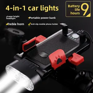 Cross-border new high-brightness bicycle light 4-in-1 mobile phone holder, speaker, headlight USB charging, outdoor cycling equipment