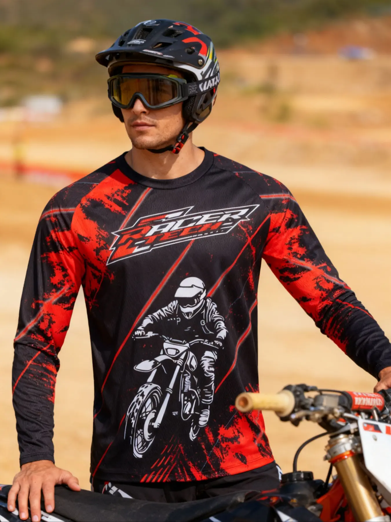 Motorcycle Off-Road Long Sleeve Shirt, Sports Tops, Durable & Comfortable Design, Perfect for Outdoor Activities, Stylish Motorcycle Apparel