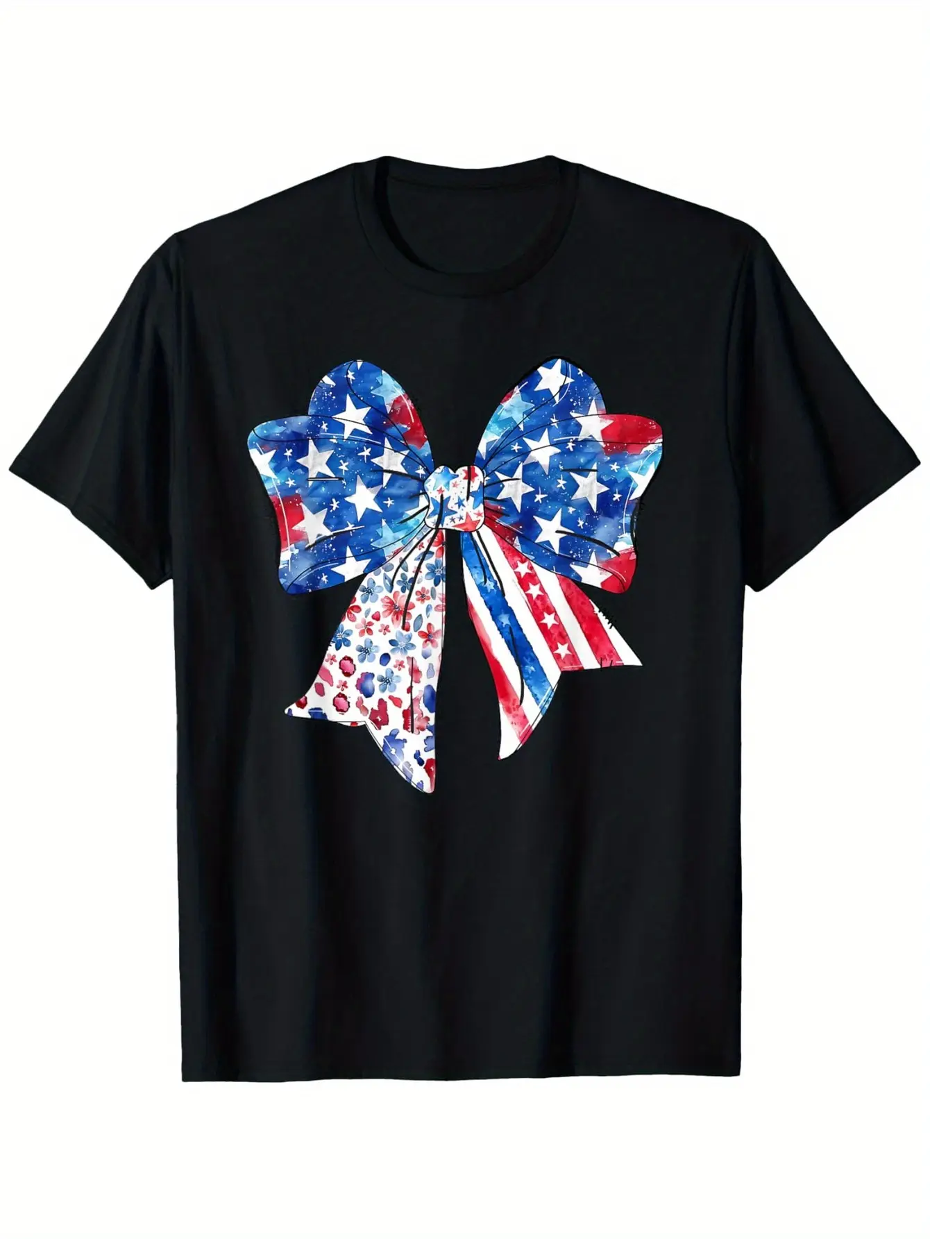 Coquette Bow Patriotic Red White Blue American 4th Of July T-Shirt, Fashionable cotton men'S T-shirt, super soft, breathable, moisture-absorbent, men'S gift