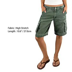 Flamingals Solid Flap Pocket Mid Rise Bermuda Shorts Women's Casual Pants