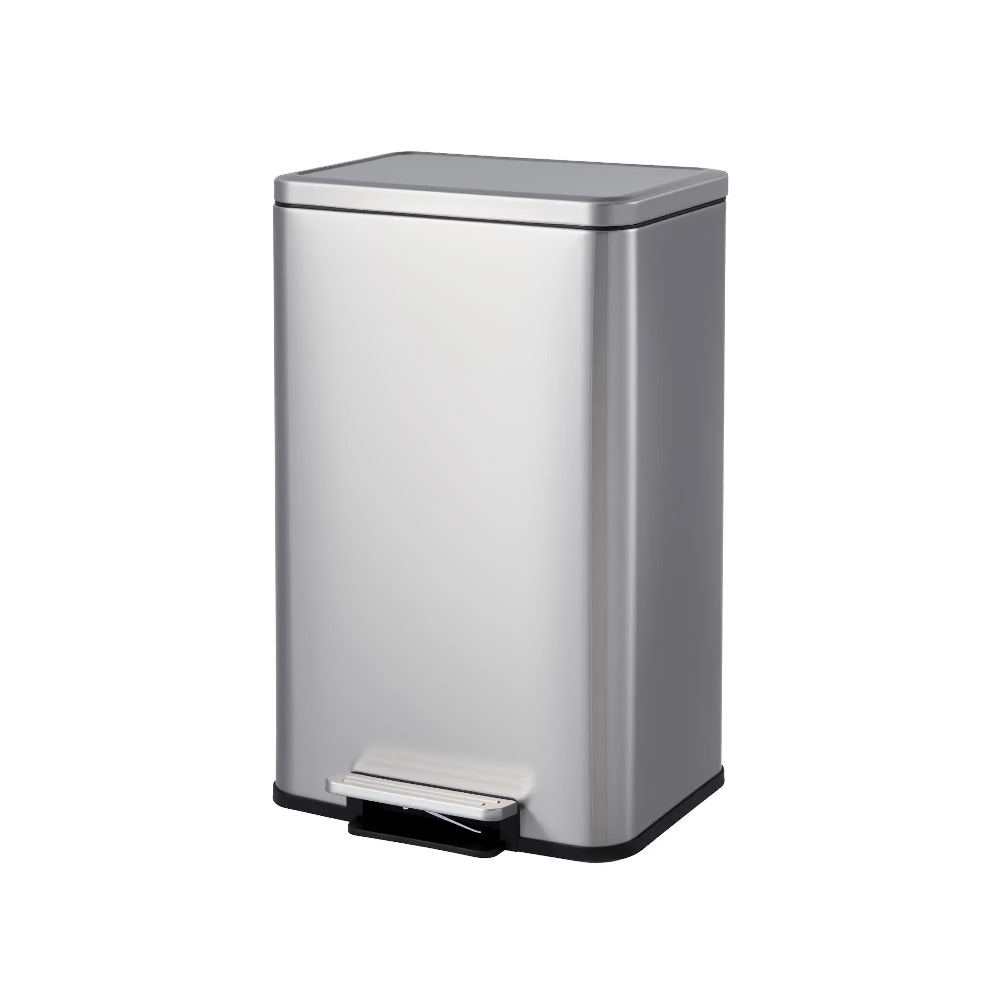 13 Gallon Stainless Steel Trash Can for Kitchen 50L Step Garbage Bin with Soft Close Lid Removable Inner Bucket Fingerprint Resistant Rectangular Metal Waste Basket Recycling Trash Bin for Home Office Apartment