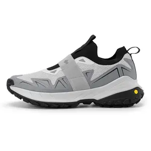 FitVille Men's Extra Wide Slip On Shoes Comfortable Orthopedic Hiking Sneakers with Arch Support Slip Resistant Trekking Walking Shoes for Travel Camping Slip-On Outdoor Explorer