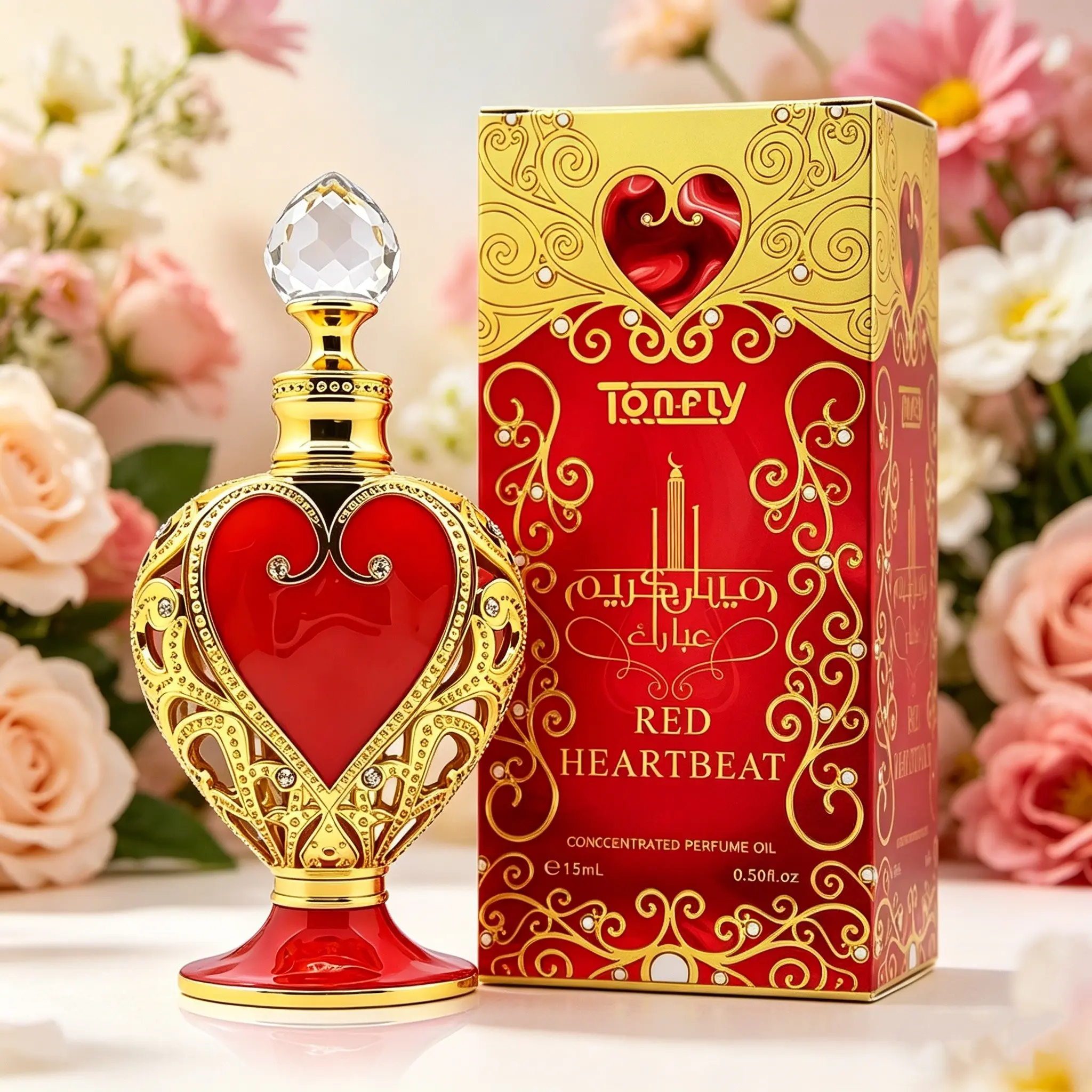 Tonfly Women's Beauty Perfume Heart Series, Long-Lasting Fruity Scent, Delightful Fragrance, Daily Wear Perfume, Middle Eastern Light Fragrance, 15ML Dropper Bottle, Concentrated Fragrance, Fragrance Gift
