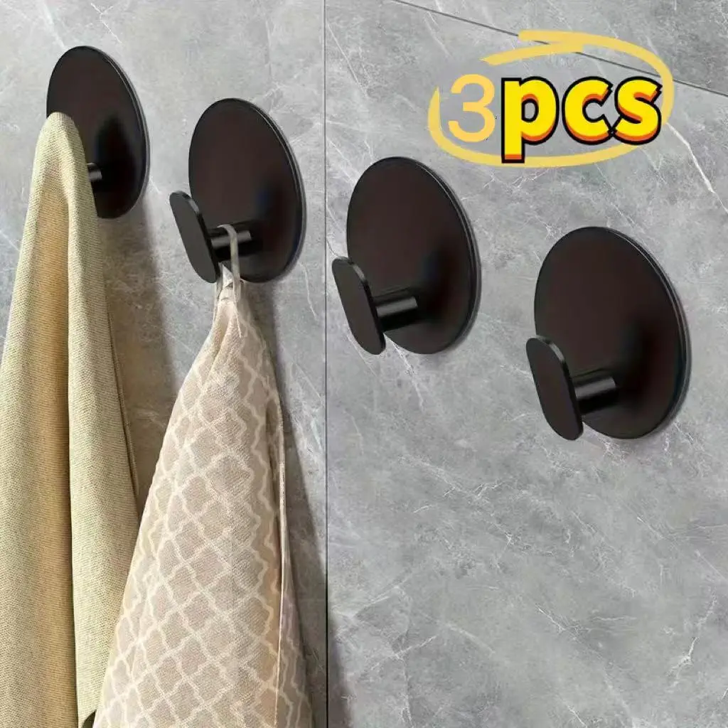 3 Sticky Hooks, Suction Cup Hooks for Bathroom Towels, Shower Clothes, Kitchen & Dining, Perfect for Halloween, Christmas, Thanksgiving Decorations, Bathroom Accessory