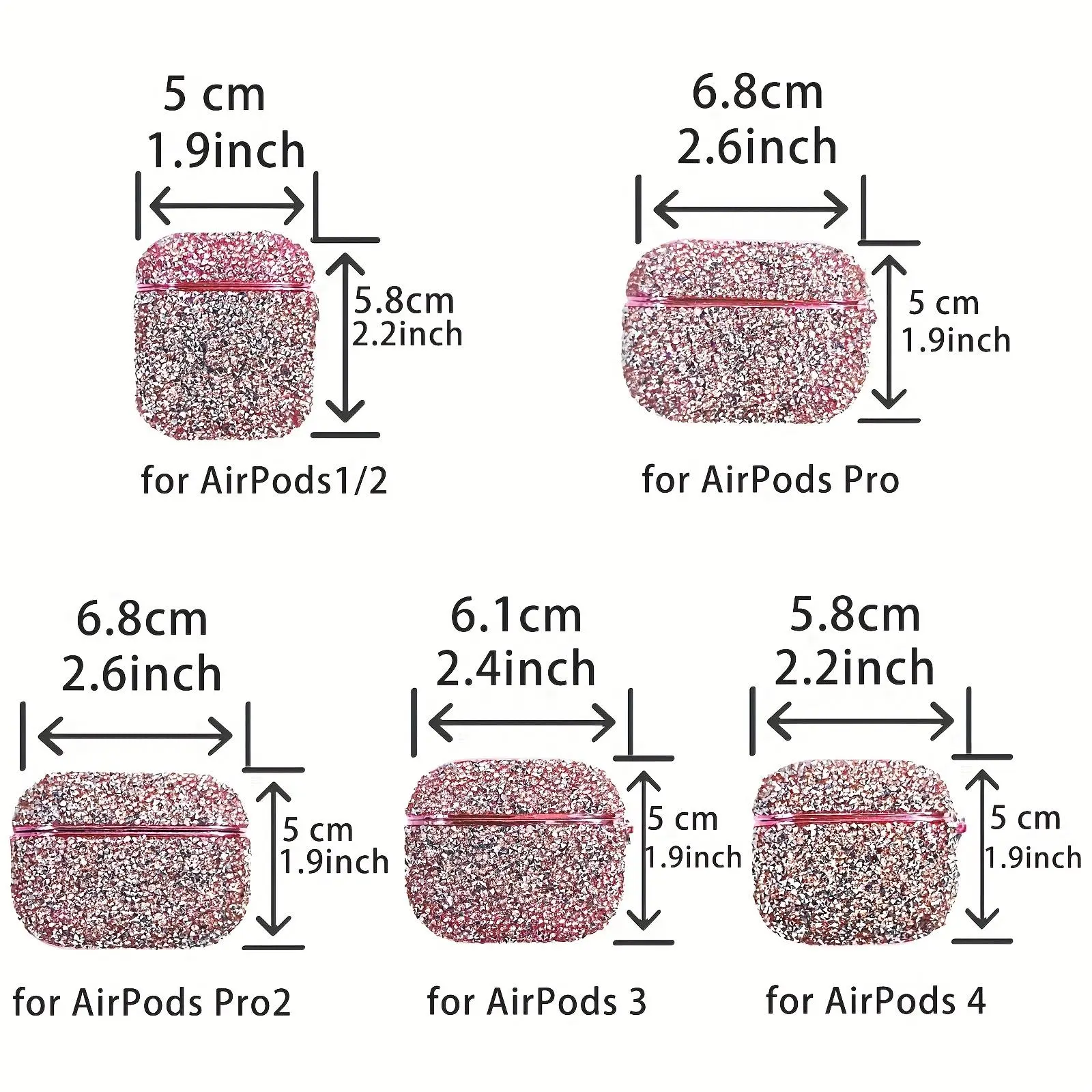 Sparkly Rhinestone AirPods Case for AirPods Pro 3/2/1 & AirPods 4/3/2/1, Glitter Protective Cover, Wireless Charging Compatible, Shockproof Cute Earbuds Case
