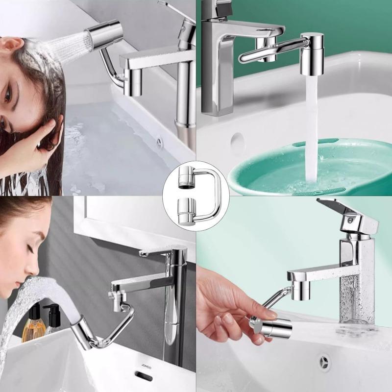 Upgraded Universal Sink Faucet Extender 1080° Rotating U Shaped 360° Aerator with Upward Facial Mist 4 Water Modes for Bathroom Kitchen