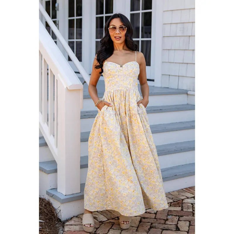 white christmas dresses The Inspiration Cream Floral Maxi Dress – Shop the Mint