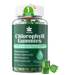 Natural Chlorophyll Gummies with Multivitamins, Zinc | Natural Deodorant and Detox - Gut Support | 60 Vegan Dietary Supplements
