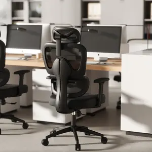 Ergonomic Office Chair with Adjustable Lumbar Support 3D Armrests Headrest High Back Wide Computer Desk Chair with Wheels for Home and Office Use Black