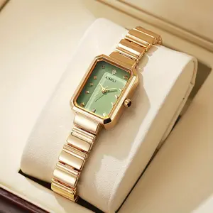 1pc-High-grade Women's Watch Solid Steel Strap Butterfly Double Buckle Women's Watch Grade Exquisite Square Girls Watch