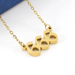 Angel Number Gold Necklace for Her - 111 222 333 444 555 666 777 888 999 Pendant, Spiritual Numerology Jewelry, Perfect Minimalist Gift