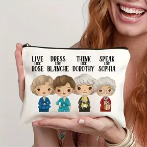 Classic Golden Girls Inspired Cosmetic Bag, Durable Makeup Pouch, Non-Waterproof, Women's Fashionable Zippered Accessory Case