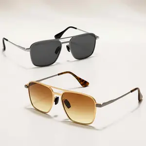 SUNGAIT Polarized Retro Square Aviator Sunglasses for Men Women UV400 Protection Vintage Metal Frame Travel Driving Beach Daily Eyewear Outdoor SGT745