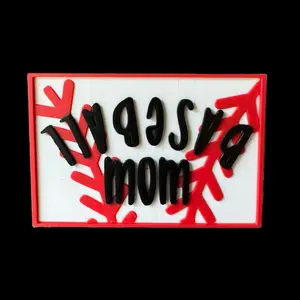 Velcro Bag Patch - baseball mom with Hook Side Adhesive 2”x3”