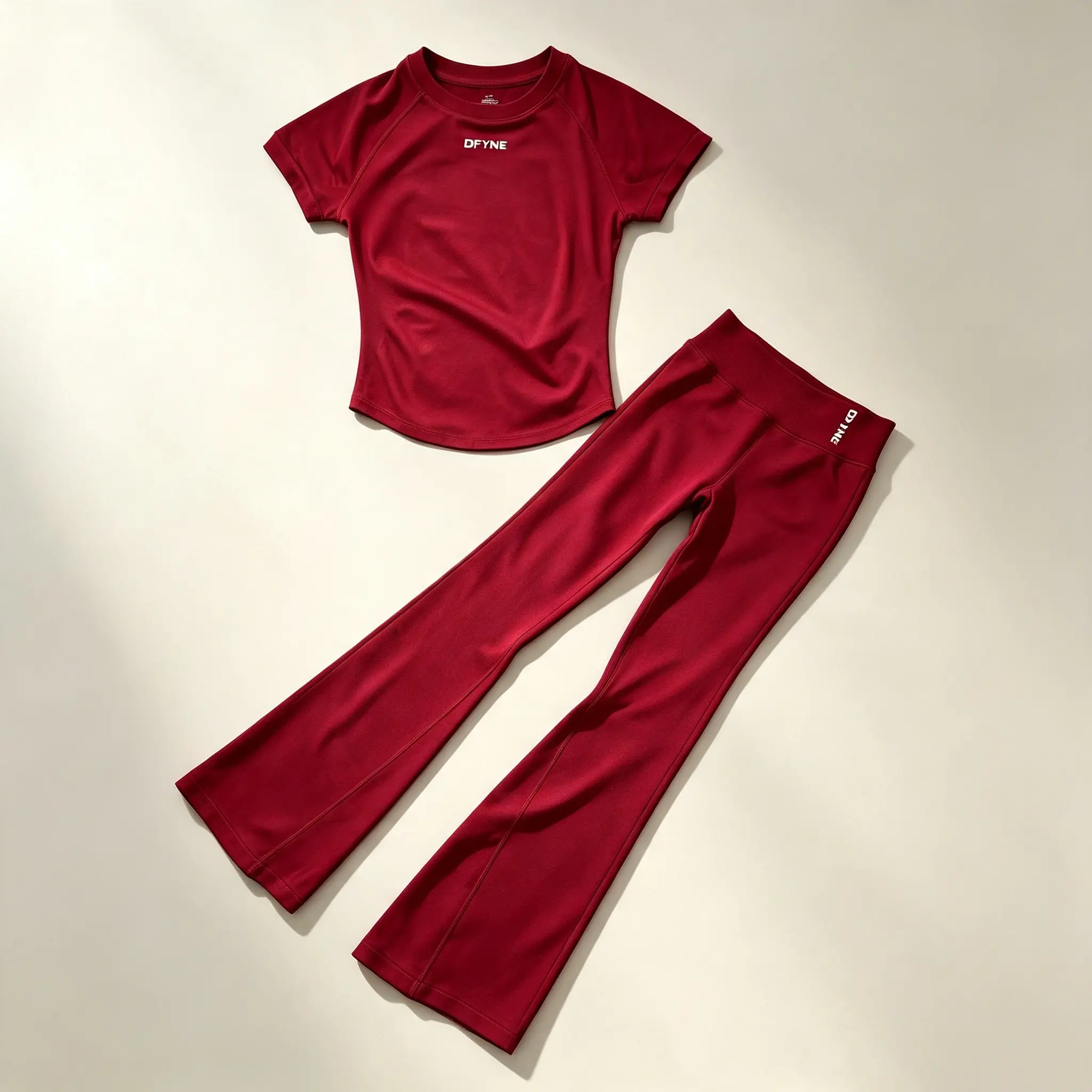 DFYNE Women's Seamless 2 Piece Workout Set - Crew Neck Short Sleeve Crop Top & High Waisted Ruched Flare Yoga Pants| Breathable Naked Feel Outfit for Gym & Pilates