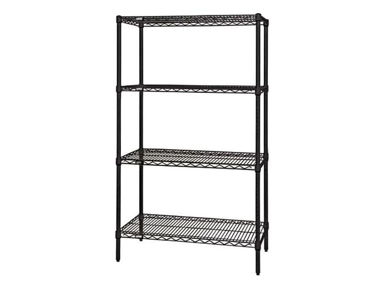 Quantum Storage WR54-1848BK Freestanding Large Rectangle Industrial 4-Shelf Light Wire Organiser, Modular Positioning Shelving & Storage Rack, 18x48x54 in